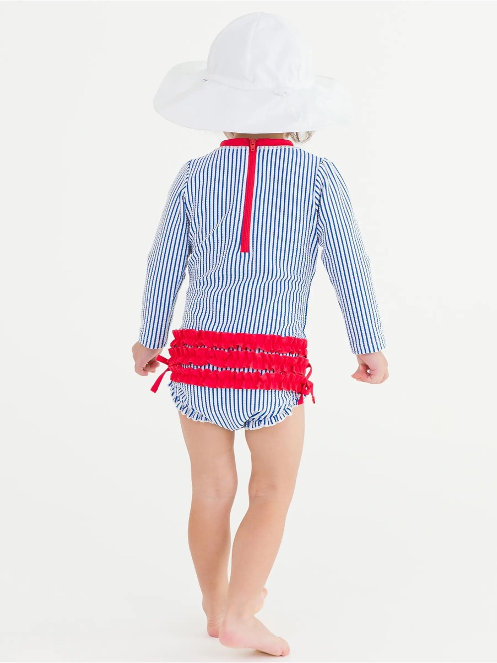 Ruffle Butts Red White & Blue Searsucker One-Piece Swimsuit Addie 2T